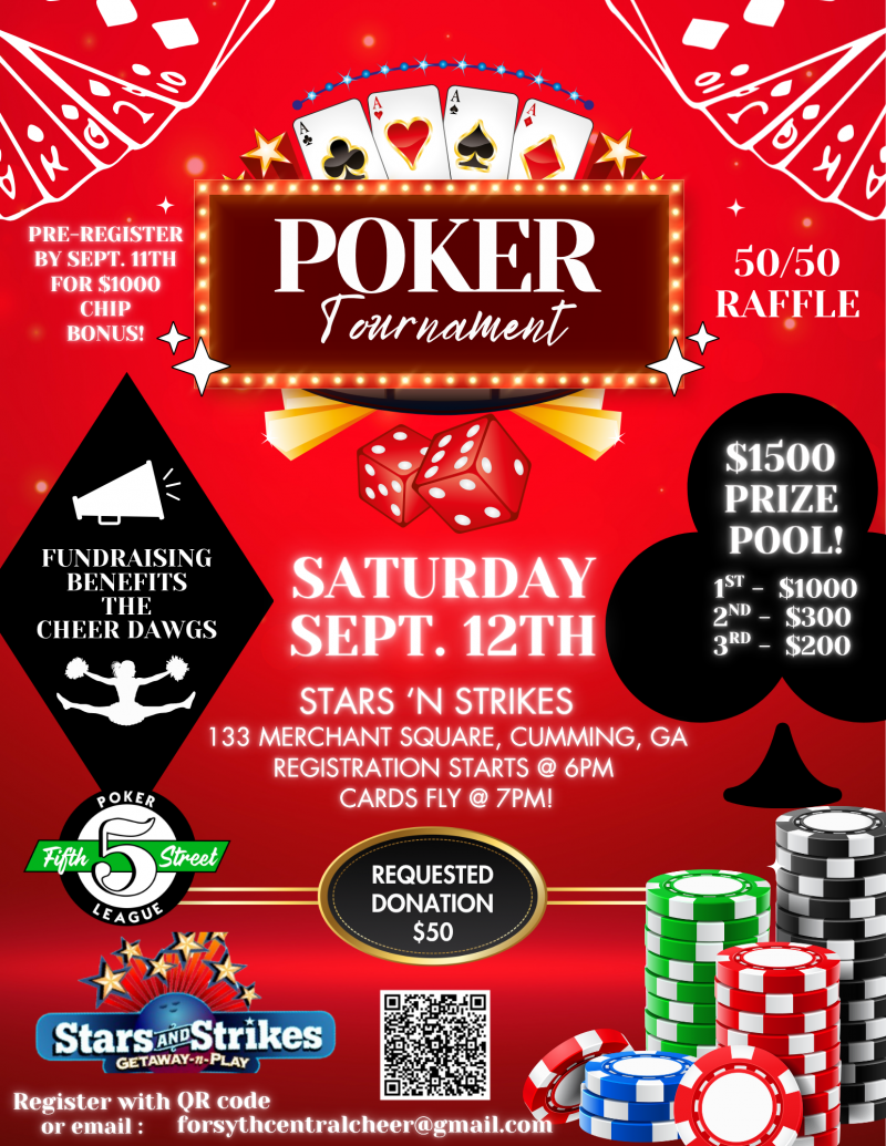 Poker Tournament Benefiting the Cheer Dawgs - Stars and Strikes at 5thstreetpoker.com